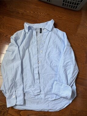 H&M Blue and White Striped Button-Up Shirt